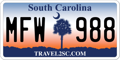 SC license plate MFW988
