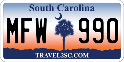 SC license plate MFW990