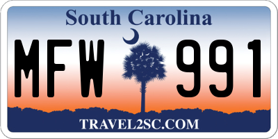 SC license plate MFW991