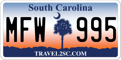 SC license plate MFW995
