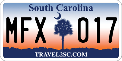 SC license plate MFX017