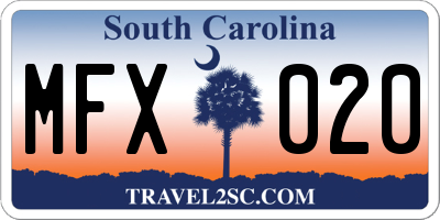 SC license plate MFX020