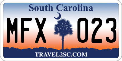 SC license plate MFX023