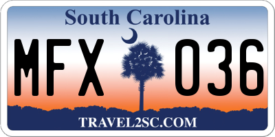 SC license plate MFX036