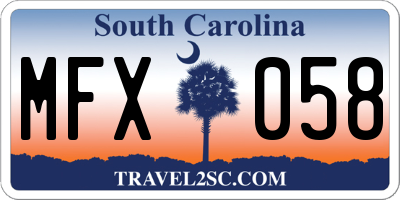 SC license plate MFX058