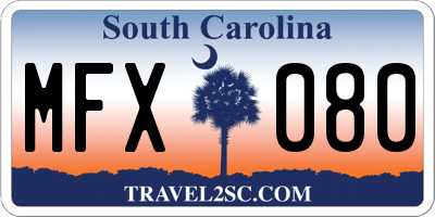 SC license plate MFX080