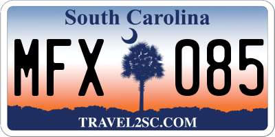 SC license plate MFX085
