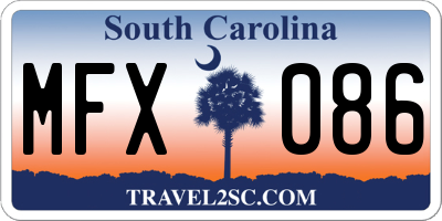 SC license plate MFX086
