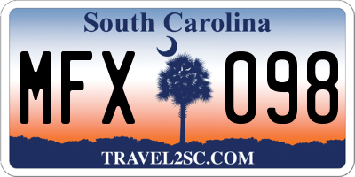 SC license plate MFX098