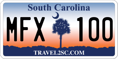 SC license plate MFX100
