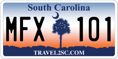 SC license plate MFX101