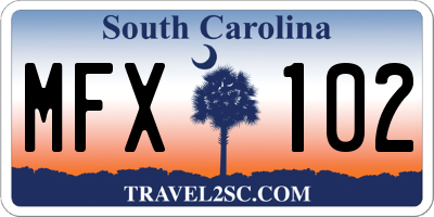 SC license plate MFX102