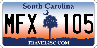 SC license plate MFX105