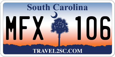 SC license plate MFX106