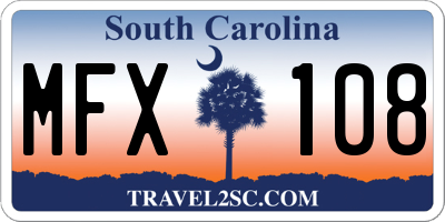 SC license plate MFX108