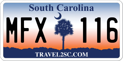 SC license plate MFX116