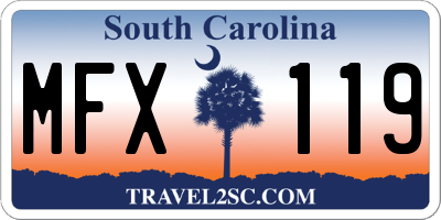 SC license plate MFX119