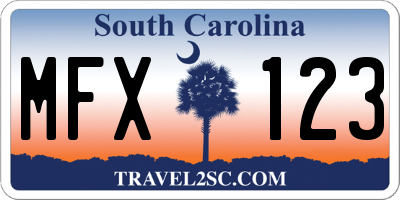 SC license plate MFX123