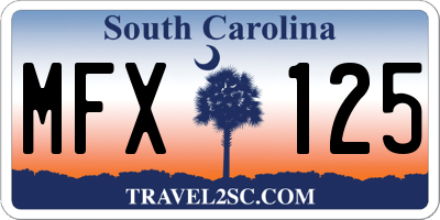 SC license plate MFX125