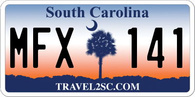 SC license plate MFX141