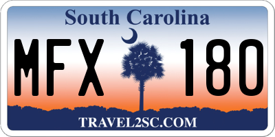 SC license plate MFX180