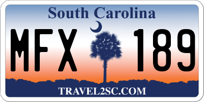 SC license plate MFX189