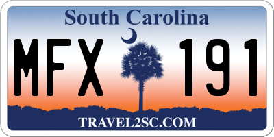 SC license plate MFX191