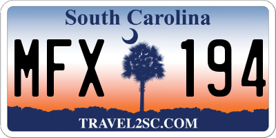 SC license plate MFX194