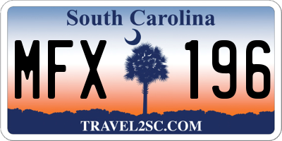 SC license plate MFX196