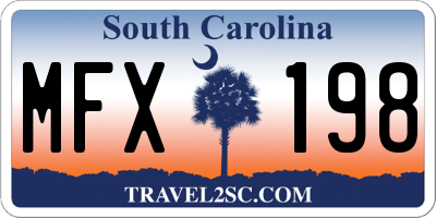 SC license plate MFX198