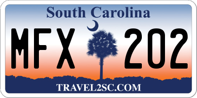 SC license plate MFX202