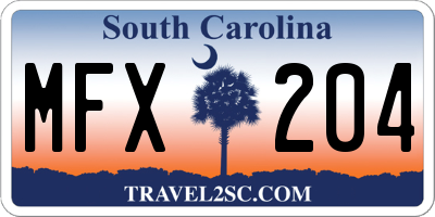 SC license plate MFX204