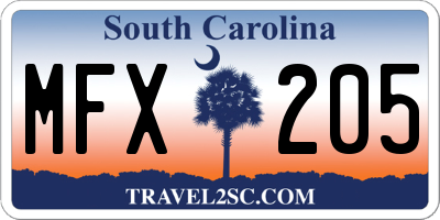 SC license plate MFX205