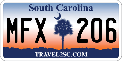 SC license plate MFX206