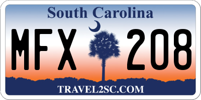 SC license plate MFX208