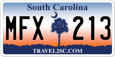 SC license plate MFX213