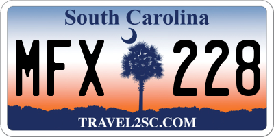 SC license plate MFX228