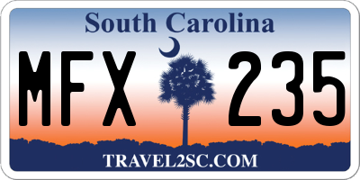 SC license plate MFX235