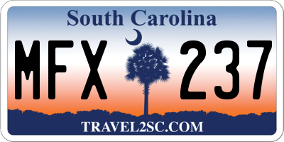 SC license plate MFX237