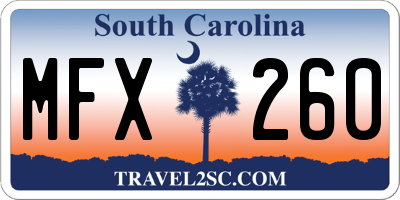 SC license plate MFX260