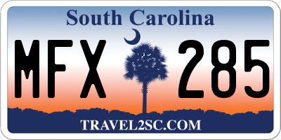 SC license plate MFX285