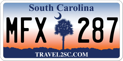 SC license plate MFX287