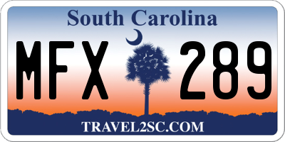 SC license plate MFX289