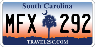 SC license plate MFX292