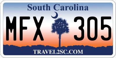 SC license plate MFX305