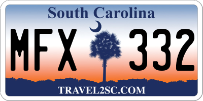 SC license plate MFX332