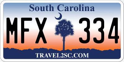 SC license plate MFX334