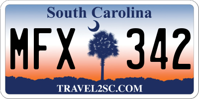 SC license plate MFX342