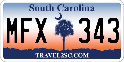 SC license plate MFX343