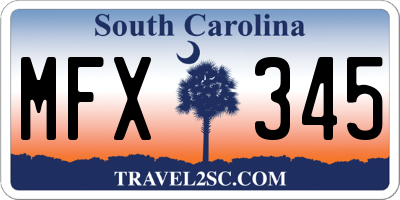 SC license plate MFX345